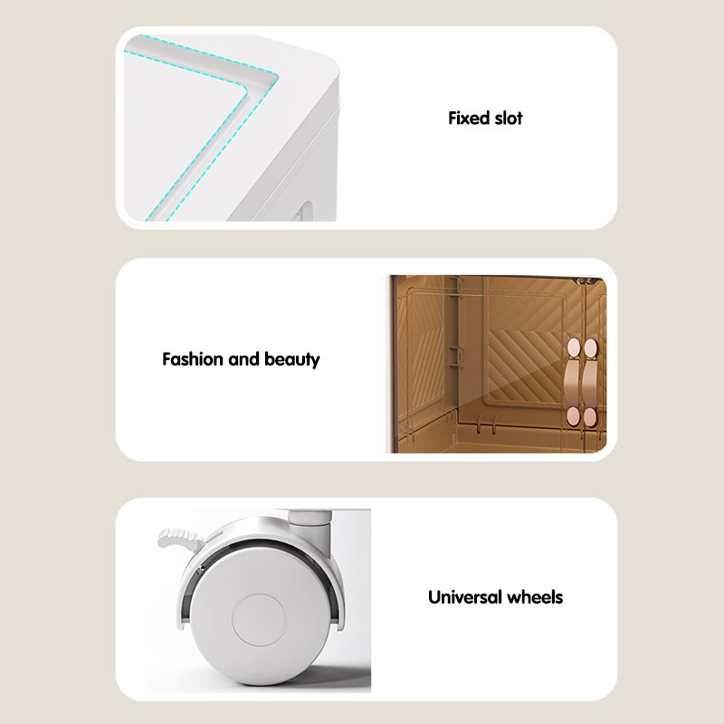 Household Light Luxury Folding Food Storage Cabinet Living Room Clear Plastic Folding Organizer Cabinet Storage Box