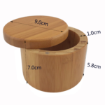 Round Bamboo Salt Box WithLaser Engraving Logo Magnetic Lid Spice Container Good For Durable Storage Organization