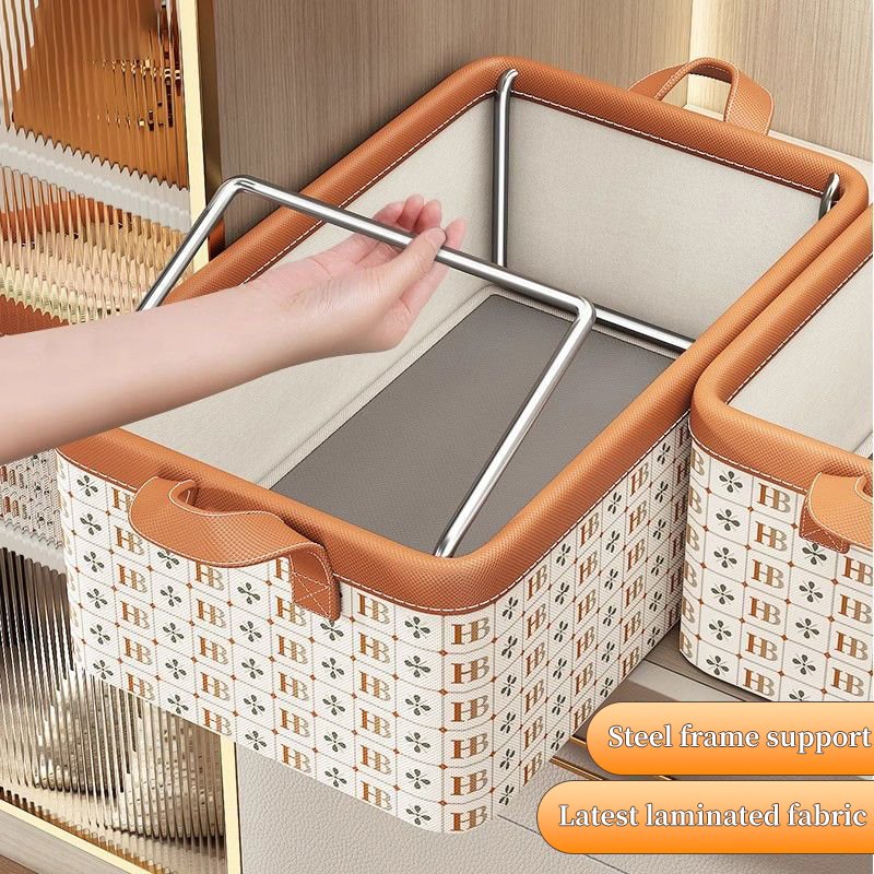 Wardrobe Clothes Organizer with Steel Frame Non-woven Fabric Drawer Organizer Clothes Foldable Clothes Storage Box for Jeans