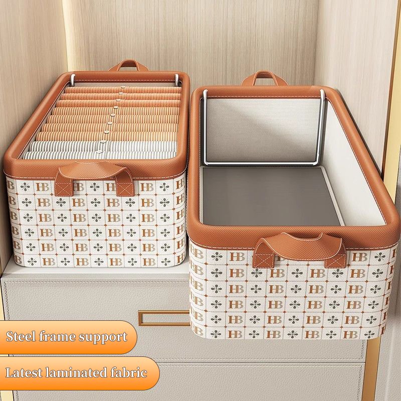 Wardrobe Clothes Organizer with Steel Frame Non-woven Fabric Drawer Organizer Clothes Foldable Clothes Storage Box for Jeans