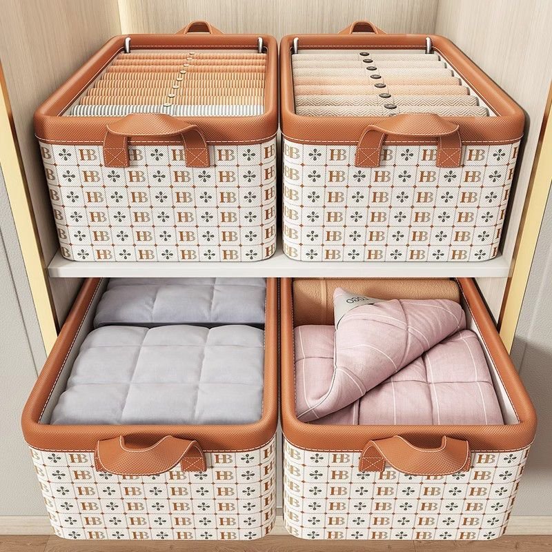 Wardrobe Clothes Organizer with Steel Frame Non-woven Fabric Drawer Organizer Clothes Foldable Clothes Storage Box for Jeans