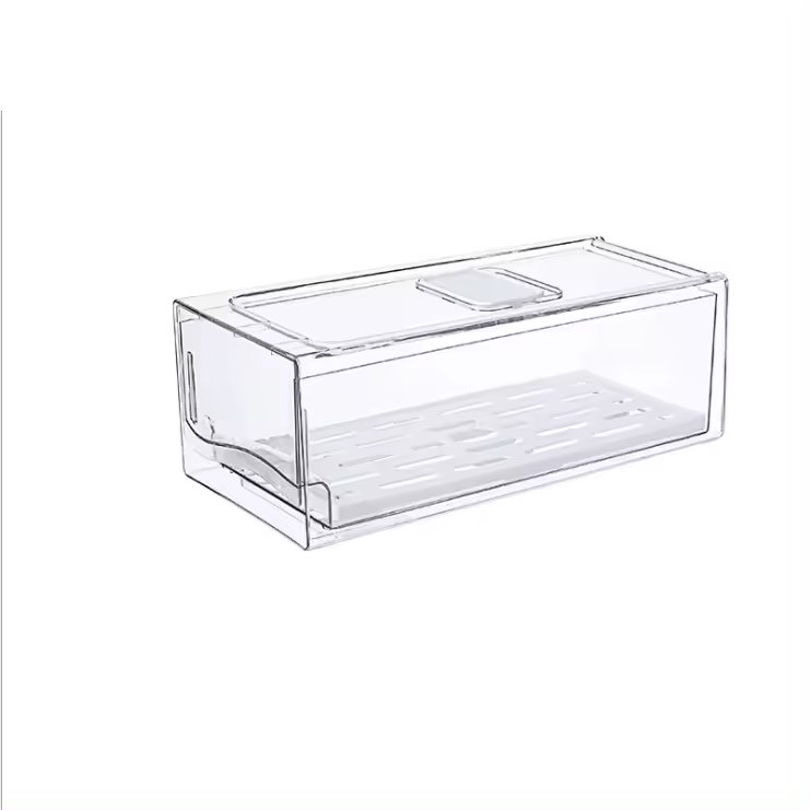PET material kitchen food sorting drawer clear refrigerator bin organizer fridge storage box