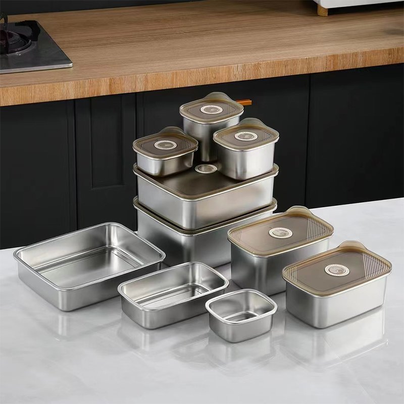 Custom food storage fresh-keeping stainless steel food container bento lunch box with lid