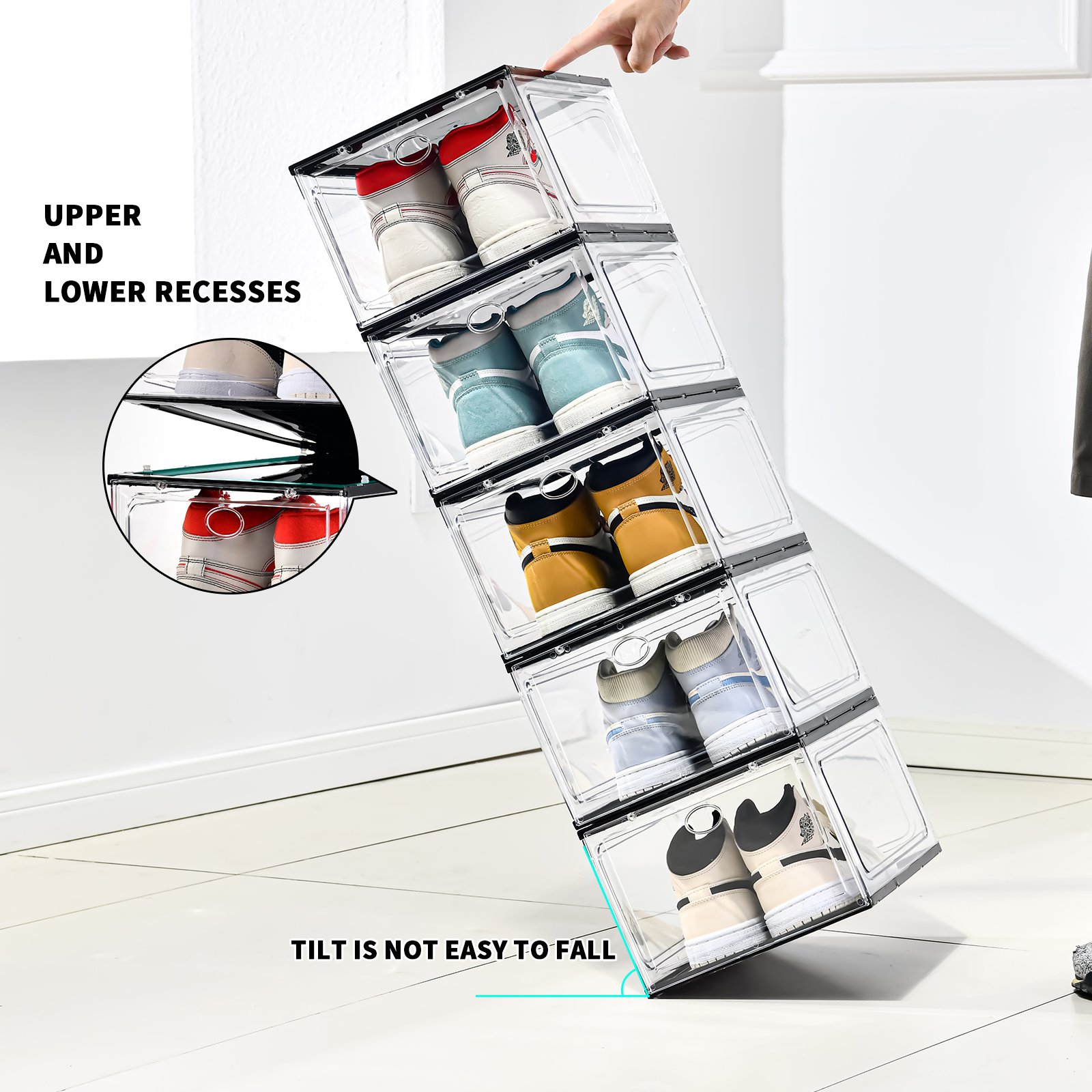 Wholesale top sale clear plastic acrylic shoe box modern shoe storage boxes in bulk stock