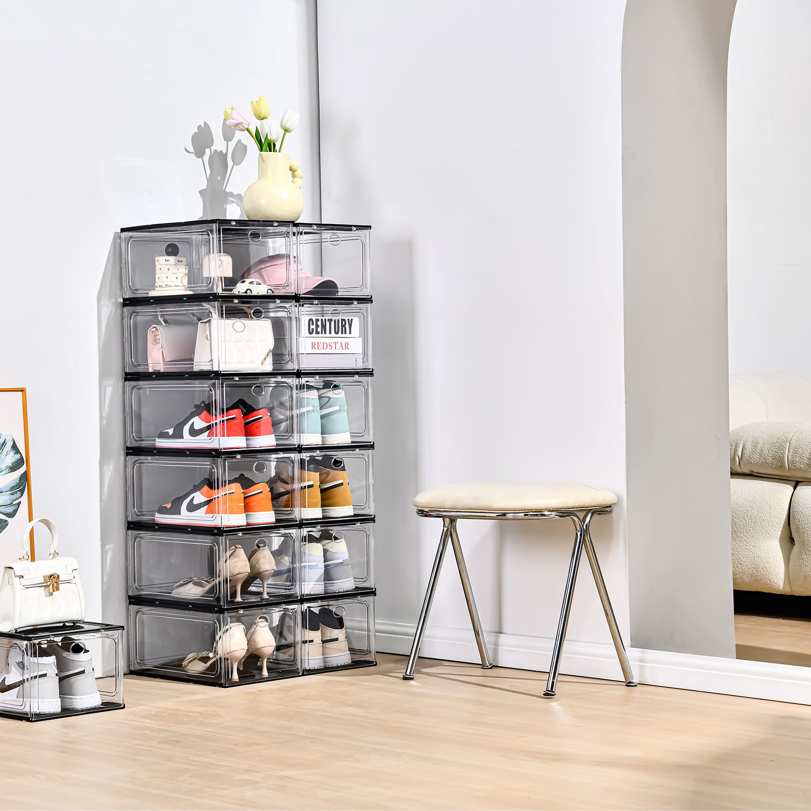 Wholesale top sale clear plastic acrylic shoe box modern shoe storage boxes in bulk stock