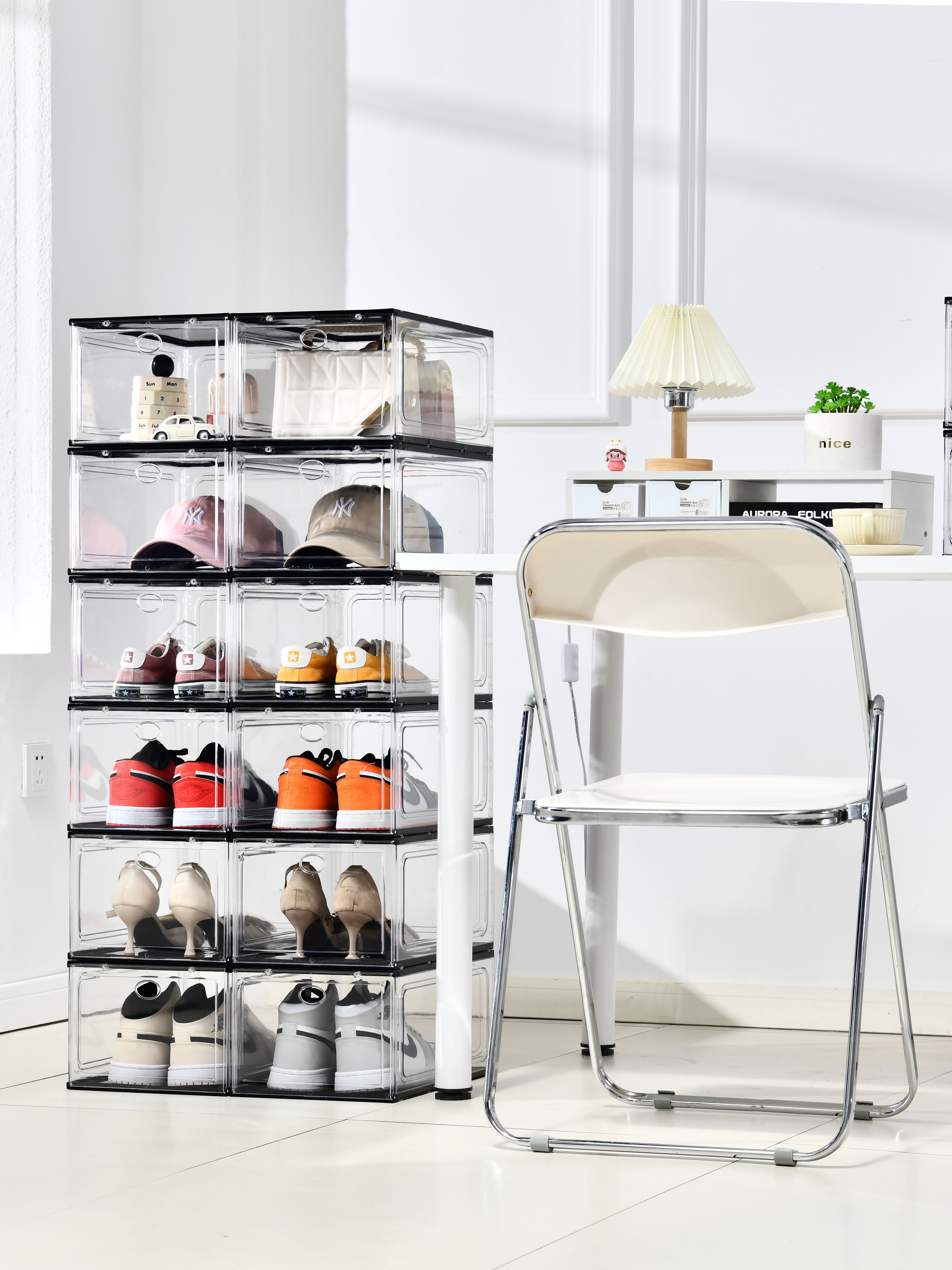 Wholesale top sale clear plastic acrylic shoe box modern shoe storage boxes in bulk stock