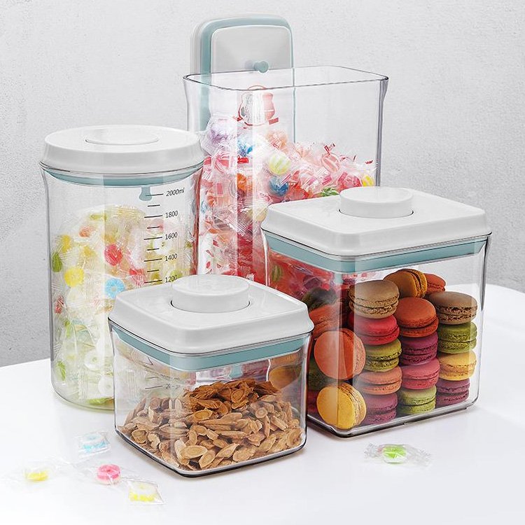 Clear Plastic Food-grade Storage Containers With Airtight Lid For Candy Cookie Rice Sugar Flour Pasta And Nuts Dry Food Storage