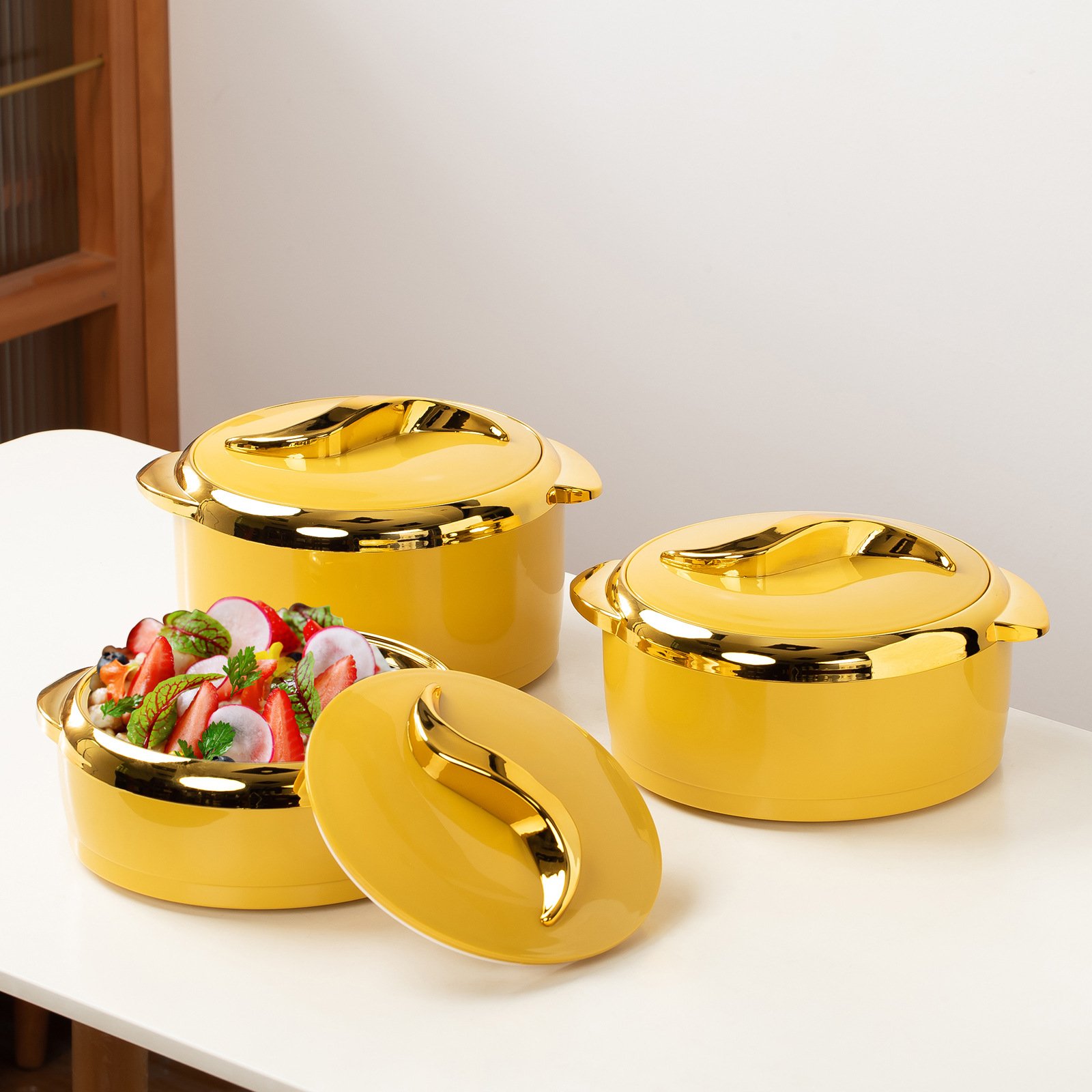 3pcs/set 1.5L+2L+2.5L stainless steel plastic insulation box cold and hot food storage container