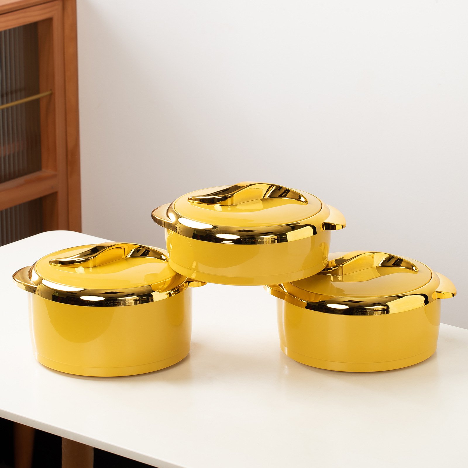 3pcs/set 1.5L+2L+2.5L stainless steel plastic insulation box cold and hot food storage container