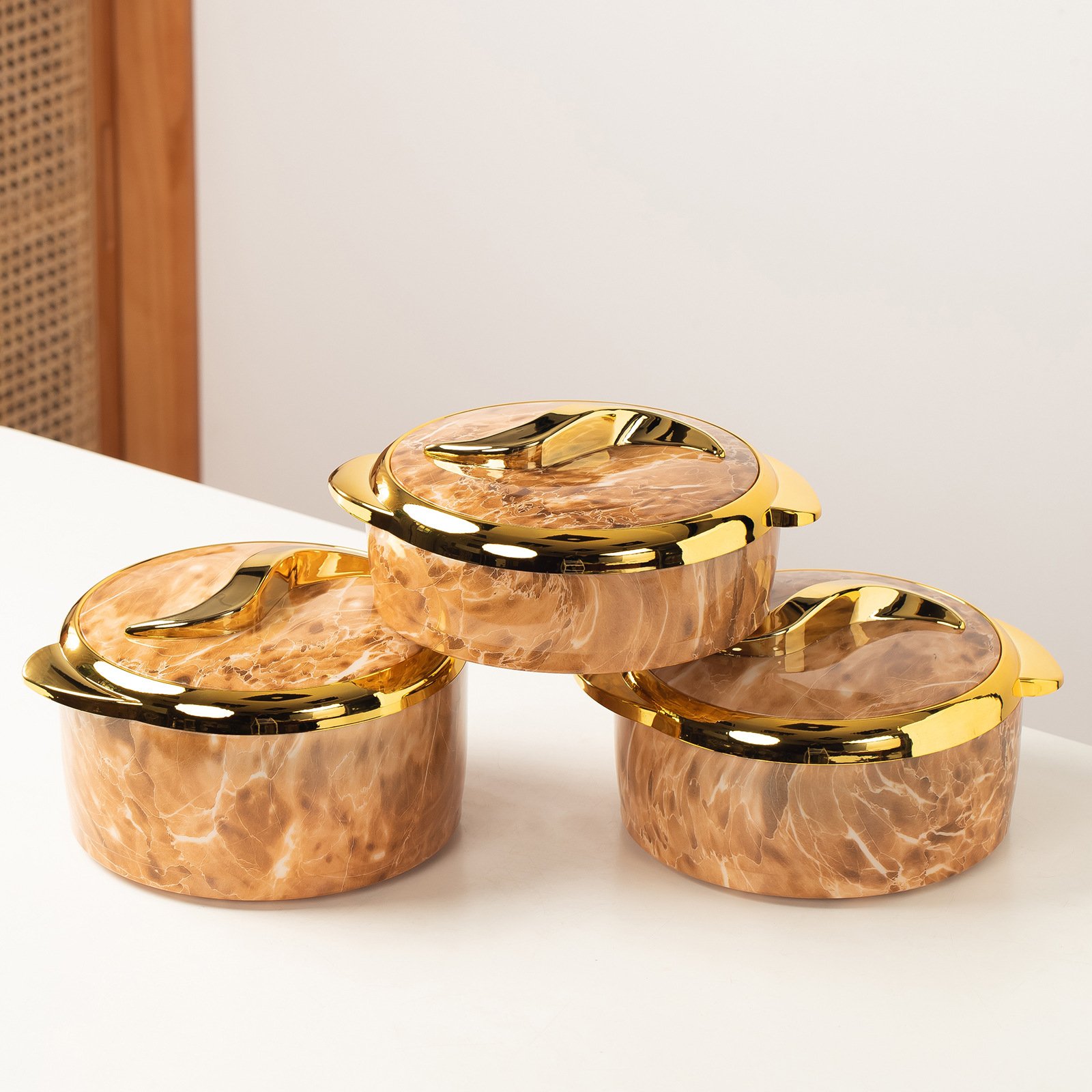 3pcs/set 1.5L+2L+2.5L stainless steel plastic insulation box cold and hot food storage container