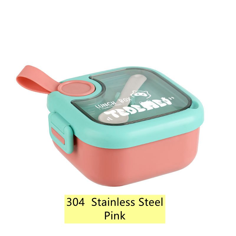 W45 Complementary Kids Food Container Microwave Stainless Steel Bento Box Cute Baby Bowl Child Portable Tableware lunch Box Set