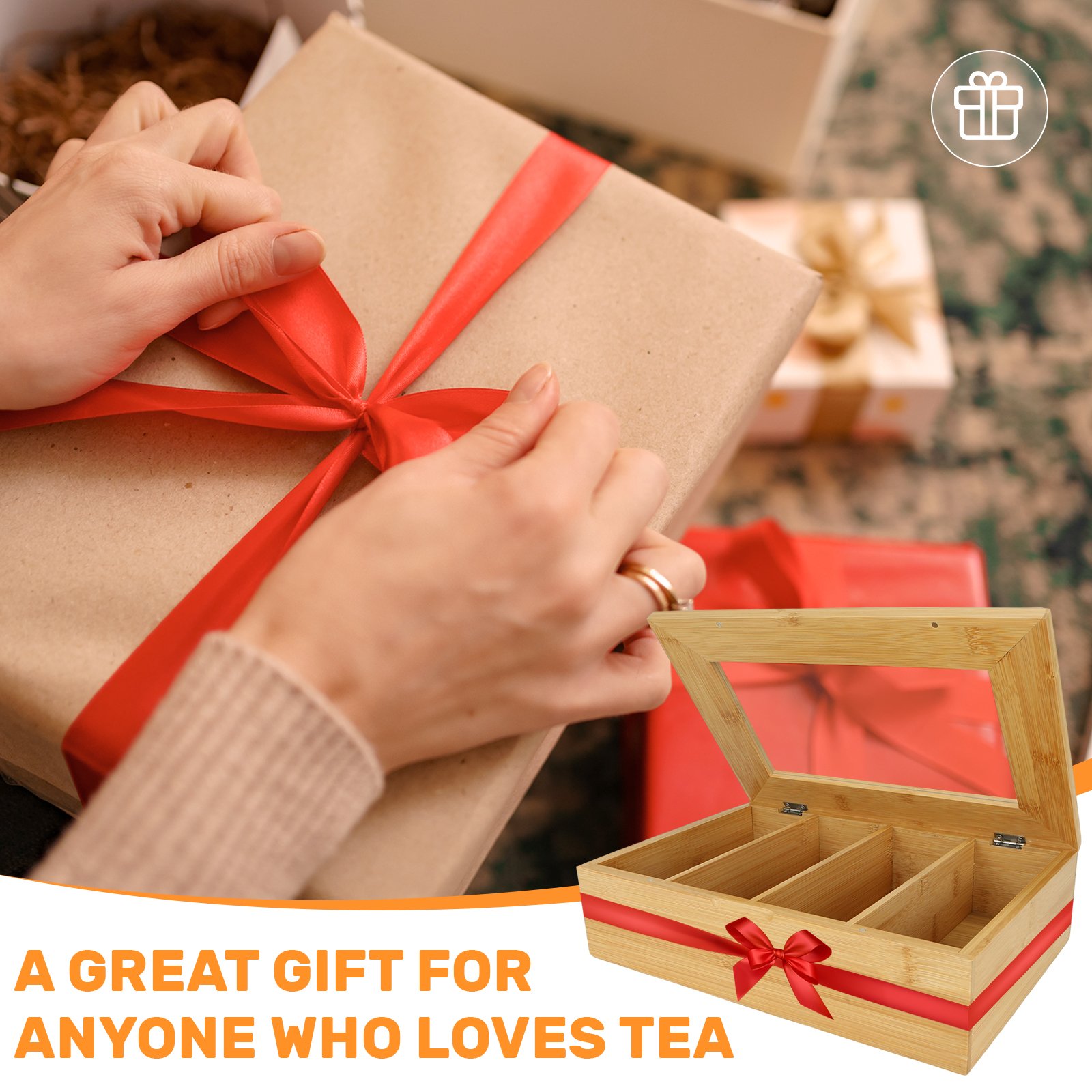 Wood Tea Bag Organizer Storage Box Bamboo Tea Presentation Bag Tea Bag Organizer Storage Box Multi-Functional Storage Box