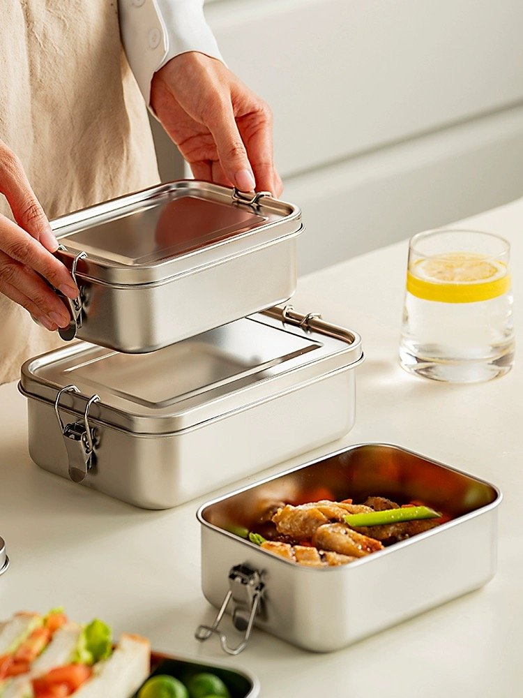 Leakproof 550ml 850ml 1200ml 1400ml 2400ml Snack Meal Prep Food Storage Container Stainless Steel Kids Bento Lunch Box