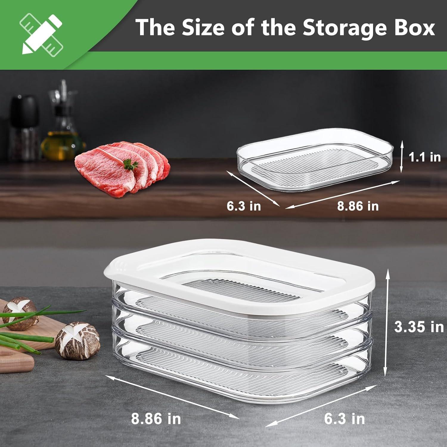 Stackable Bacon Cheese Container for Refrigerator Deli Meat Container Food Storage Boxes with Lid