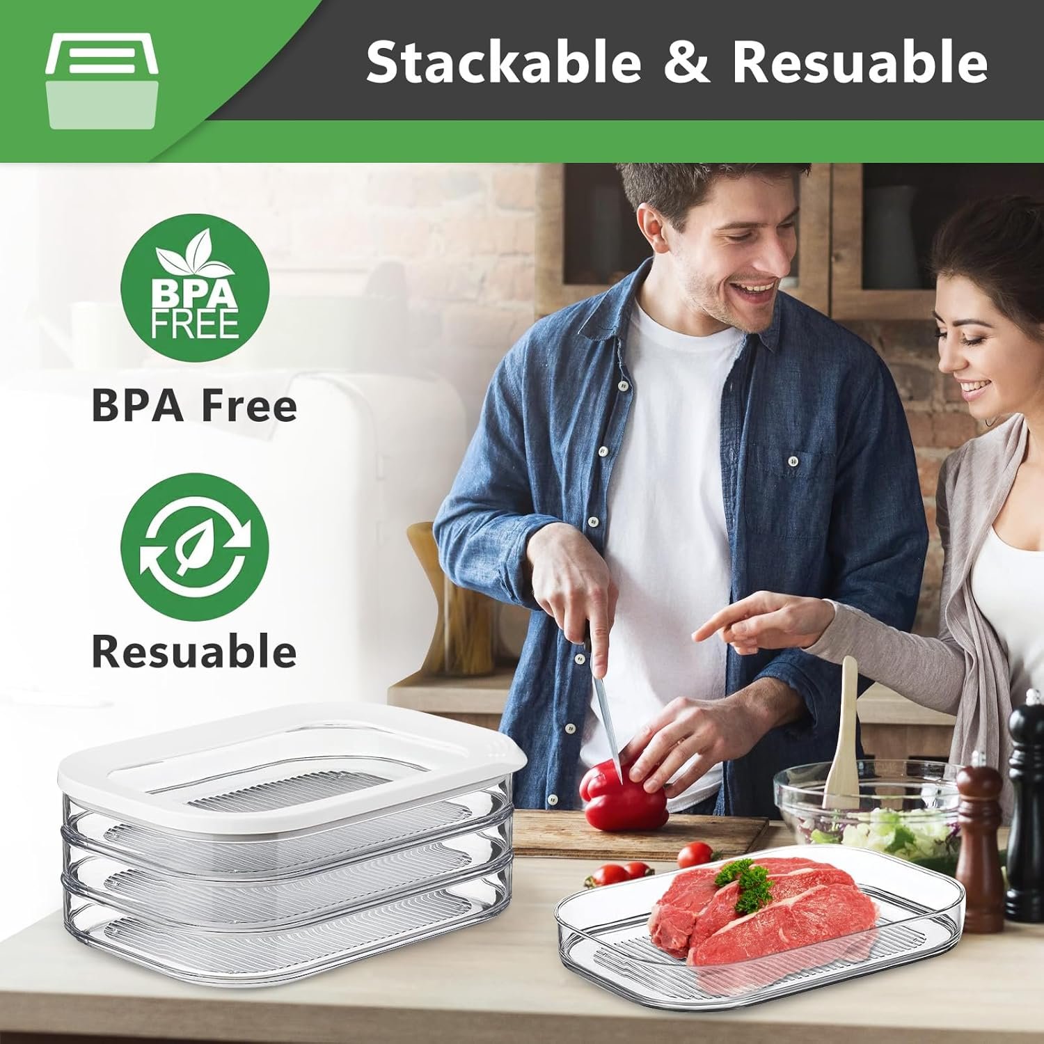 Stackable Bacon Cheese Container for Refrigerator Deli Meat Container Food Storage Boxes with Lid