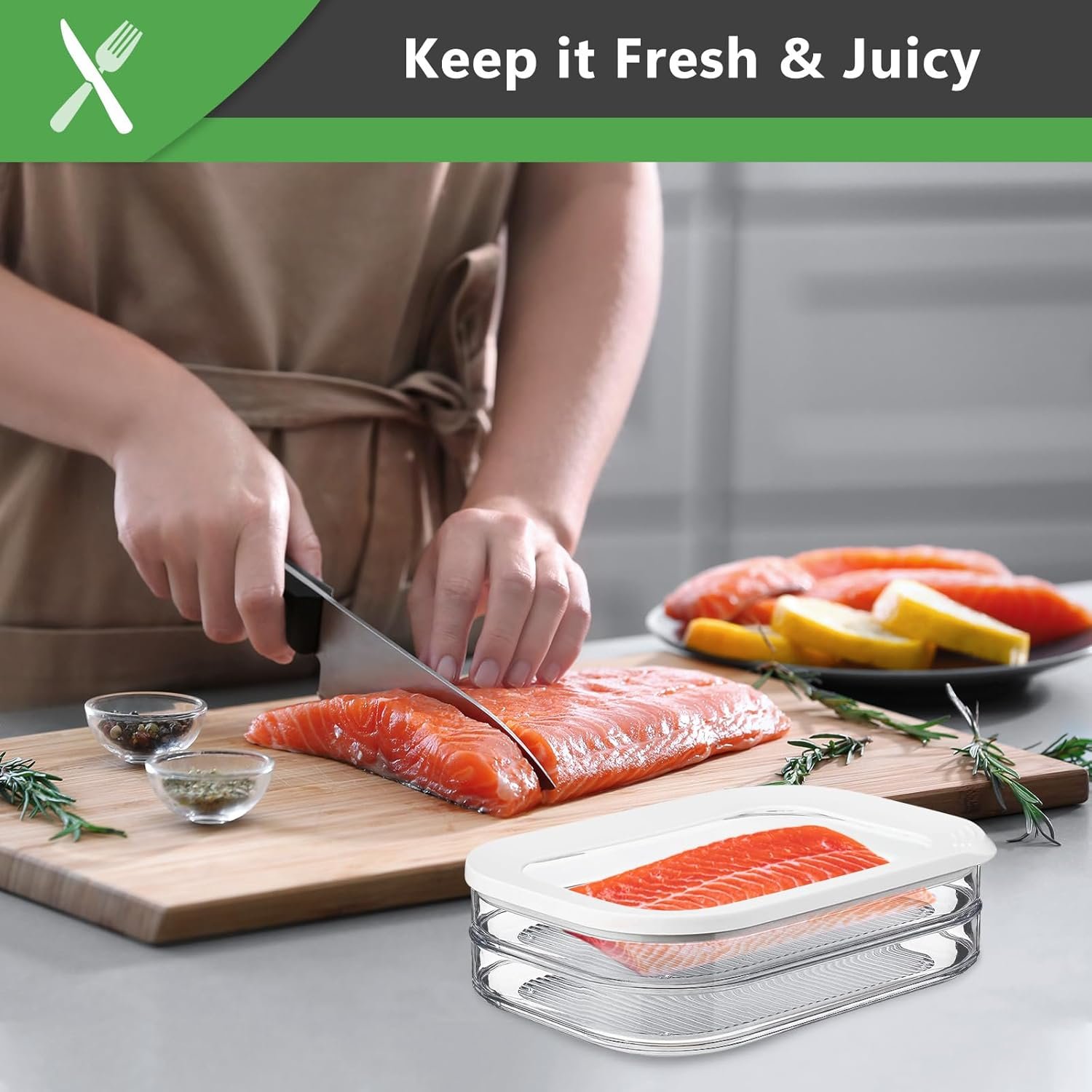 Stackable Bacon Cheese Container for Refrigerator Deli Meat Container Food Storage Boxes with Lid