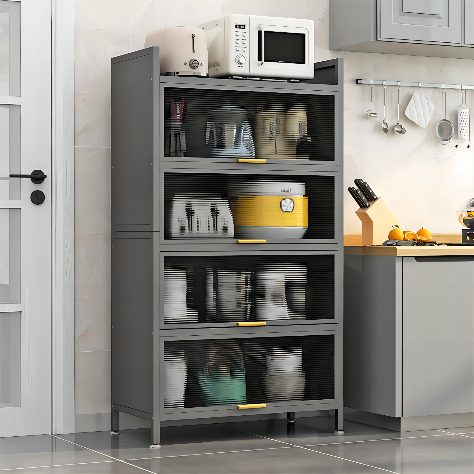 High-quality Dustproof Food Locker Kitchen Cabinet with Doors Storage Holders in Household Kitchen Accessories Kitchen Organizer