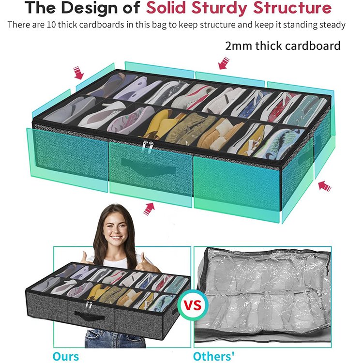 Customizable Lid Storage Box for Shoes Socks Mugs Household Multifunctional Foldable Large-Capacity Organizer with Single Tier