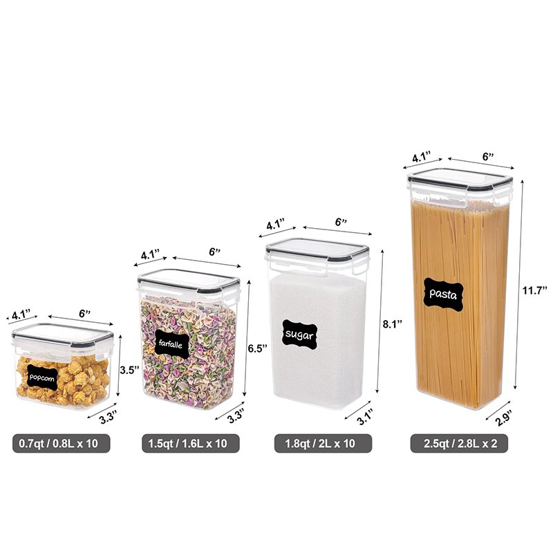 Wholesale factory price 3/5/7/24/48 pcs plastic dry airtight food storage container set for Pantry
