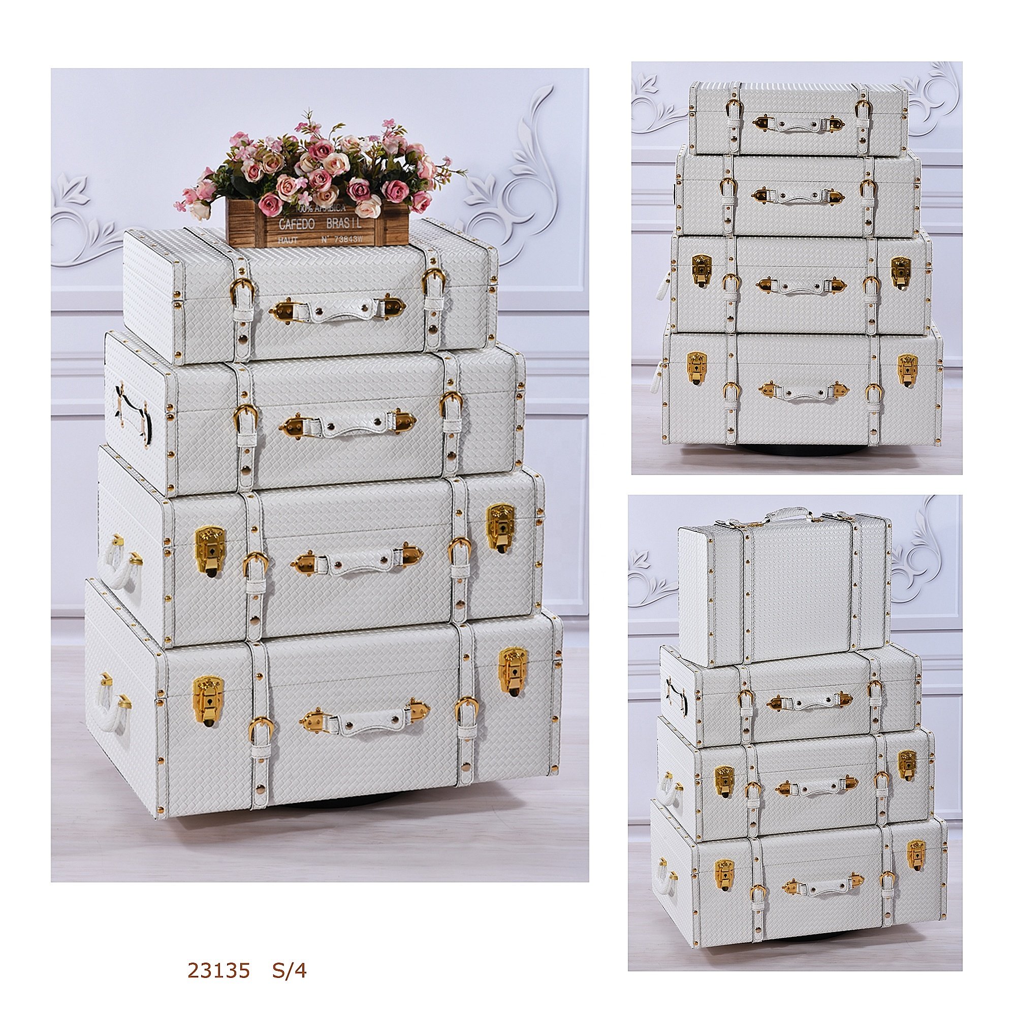 PU covered Wood Storage Chest Trunk Boxes Set of 4 or with Clear Acrylic top/lid/cover for Home Storage & Organization