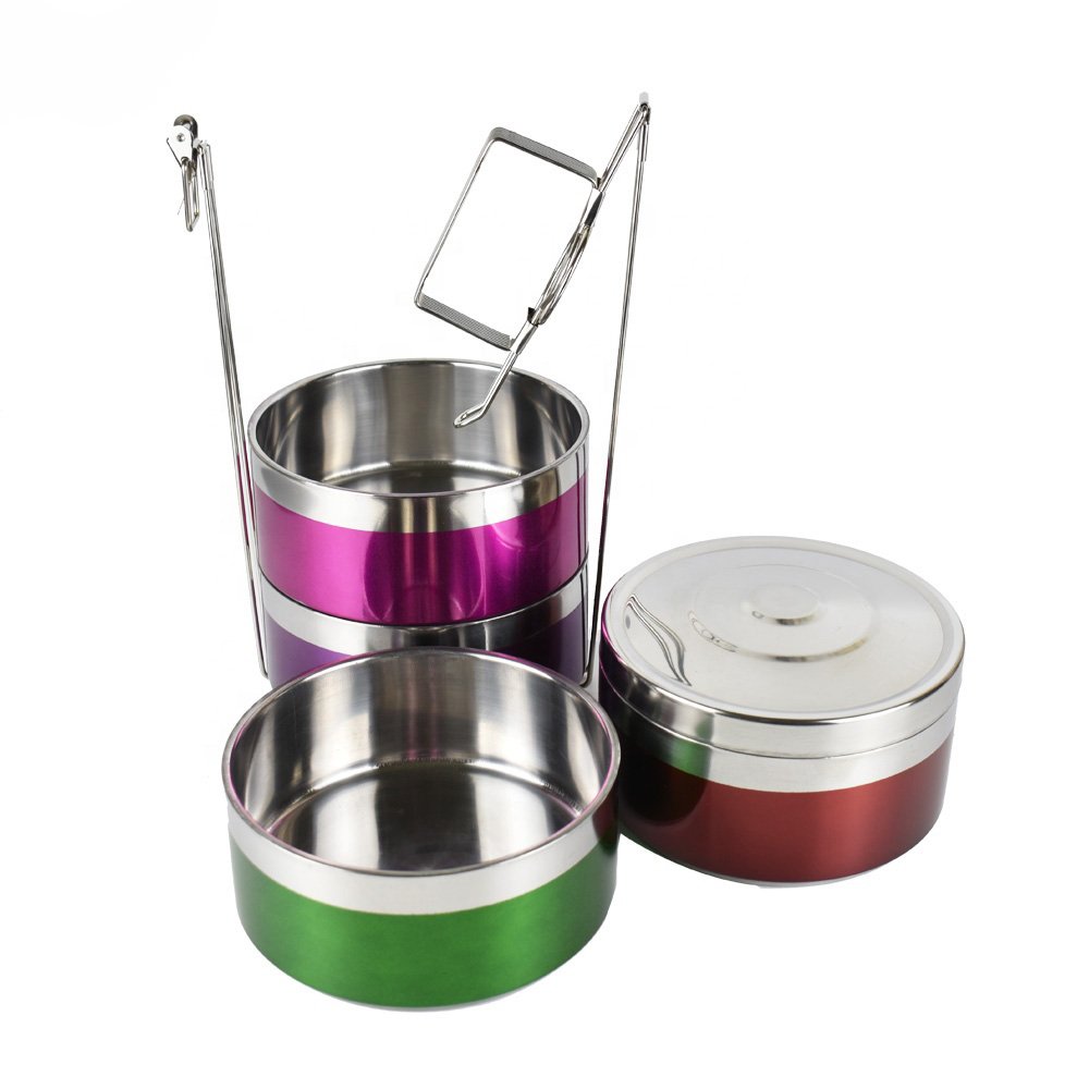 Factory Wholesale Thermal Double wall Stainless Steel Indian Tiffin bento lunch box