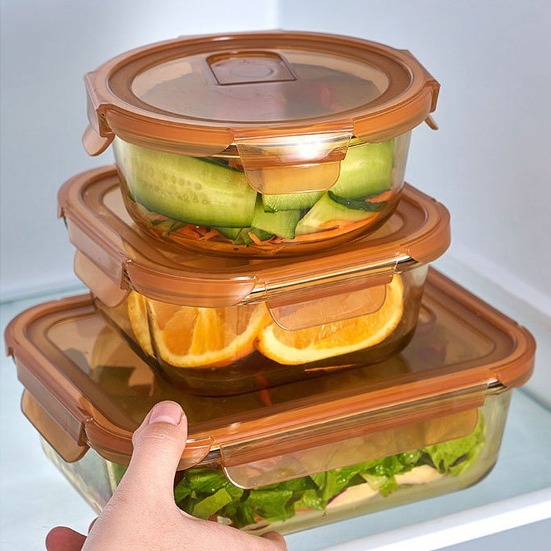 custom logo 400-1500ml Airtight Glass Meal Prep Containers Food Storage Container microwave Glass Lunch Box with Lid