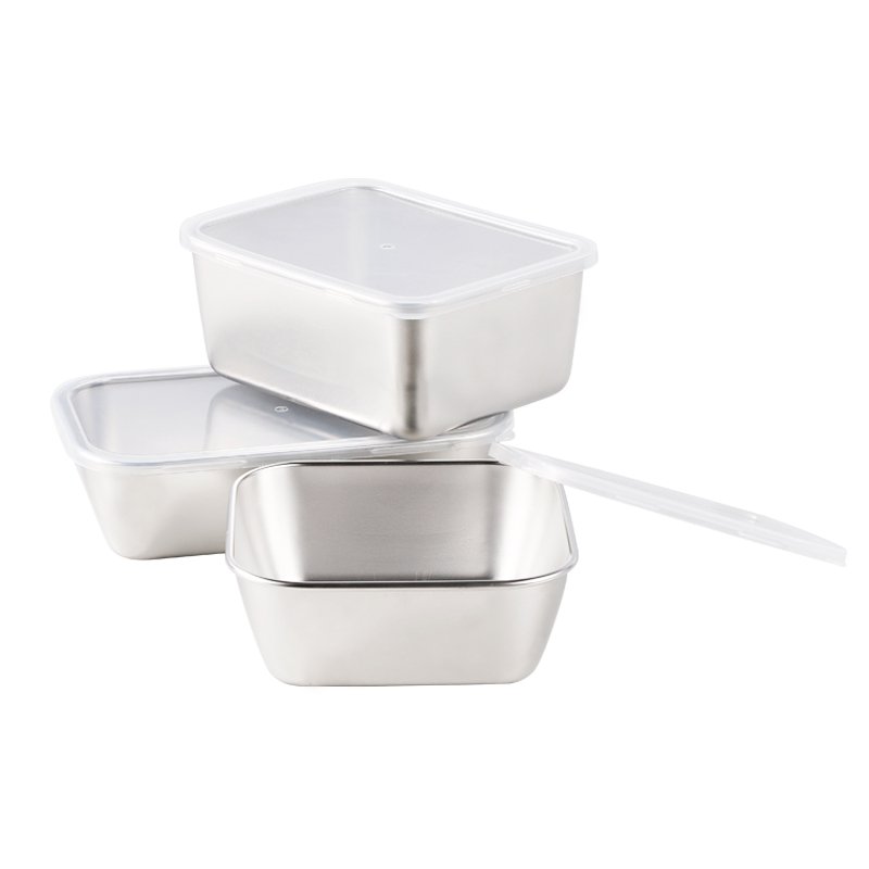 metal container restaurant house home office stainless steel food container storage with plastic lid