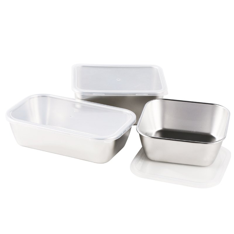 metal container restaurant house home office stainless steel food container storage with plastic lid