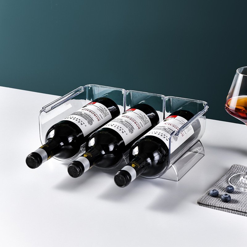 Popular Hot Selling Free-Standing Stackable 3 Bottle Storage Holder Rack Wine & Water Bottle Organizer Holder Rack for Kitchen