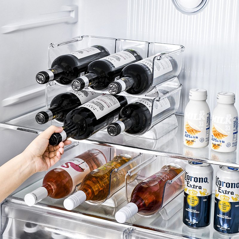 Popular Hot Selling Free-Standing Stackable 3 Bottle Storage Holder Rack Wine & Water Bottle Organizer Holder Rack for Kitchen