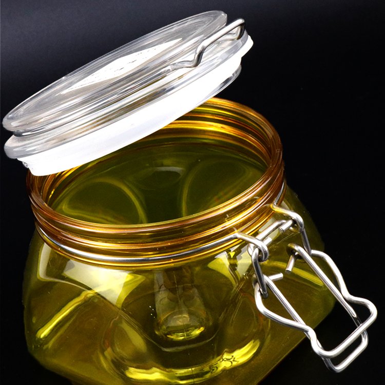 Clip Airtight Jar Transparent Food Packing Storage Metal Top Plastic Customized Empty Clear 200ml 300ml 550ml Camping Kitchen