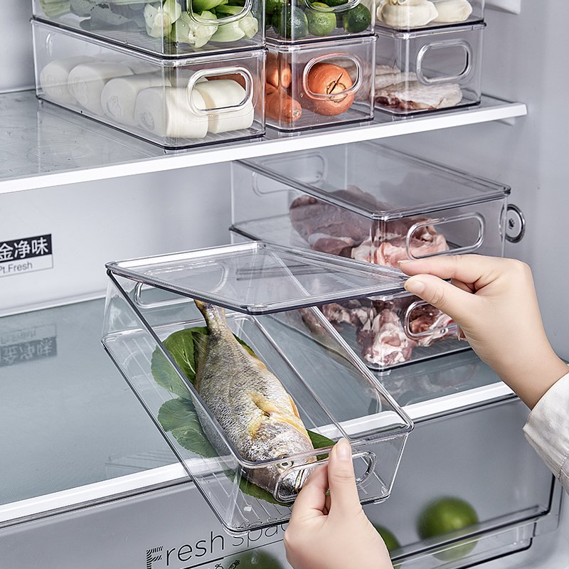 Fridge Organizer Stackable Refrigerator Organizer Bins Refrigerator Fresh Food Storage with Lids