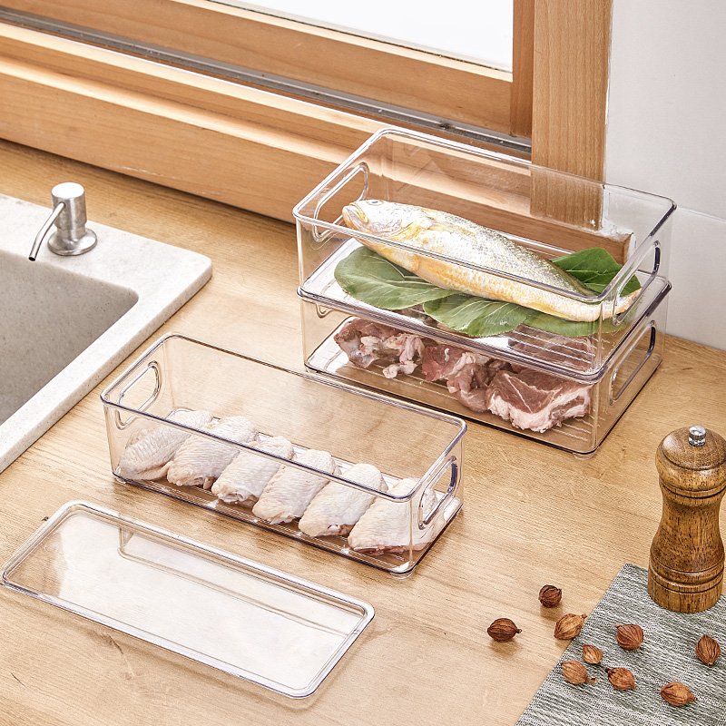 Fridge Organizer Stackable Refrigerator Organizer Bins Refrigerator Fresh Food Storage with Lids