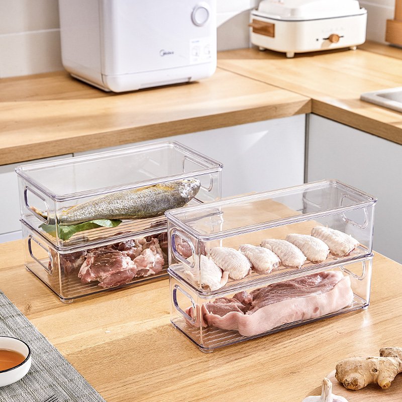 Fridge Organizer Stackable Refrigerator Organizer Bins Refrigerator Fresh Food Storage with Lids