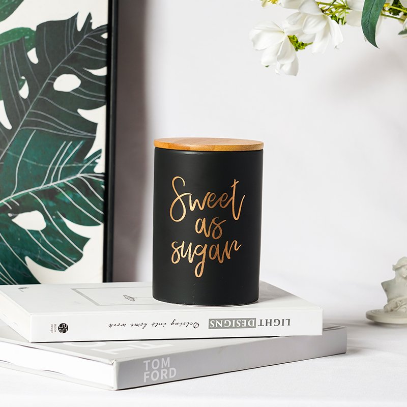 Modern Simple Decal Ceramic Coffee Tea Cookie Jar Kitchen Food Storage Jar