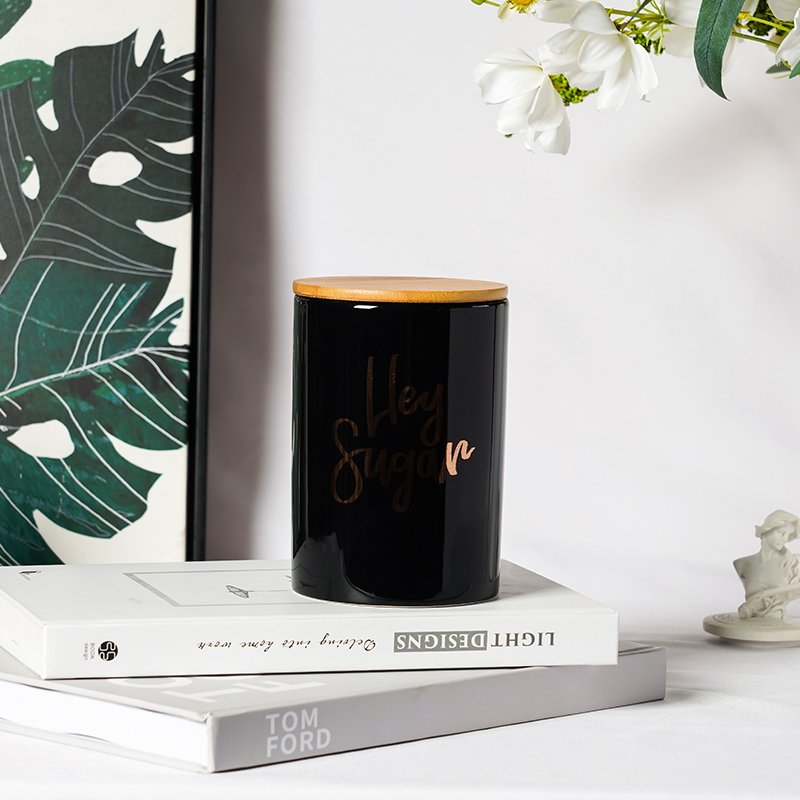Modern Simple Decal Ceramic Coffee Tea Cookie Jar Kitchen Food Storage Jar