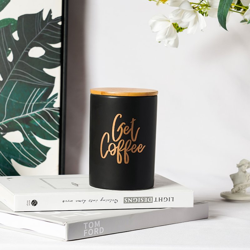 Modern Simple Decal Ceramic Coffee Tea Cookie Jar Kitchen Food Storage Jar