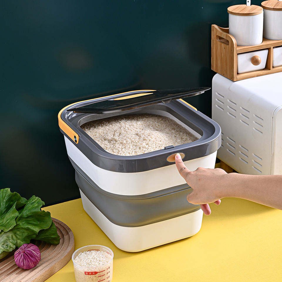 Container Rice Storage Box Insect Proof Cereal Rice Foldable Plastic 13l Storage Boxes & Bins