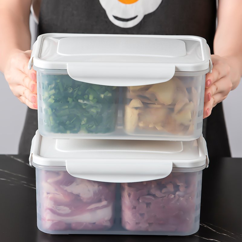 Customize Large four compartment fresh-keeping box with cover kitchen food storage fruit storage box refrigerator storage box