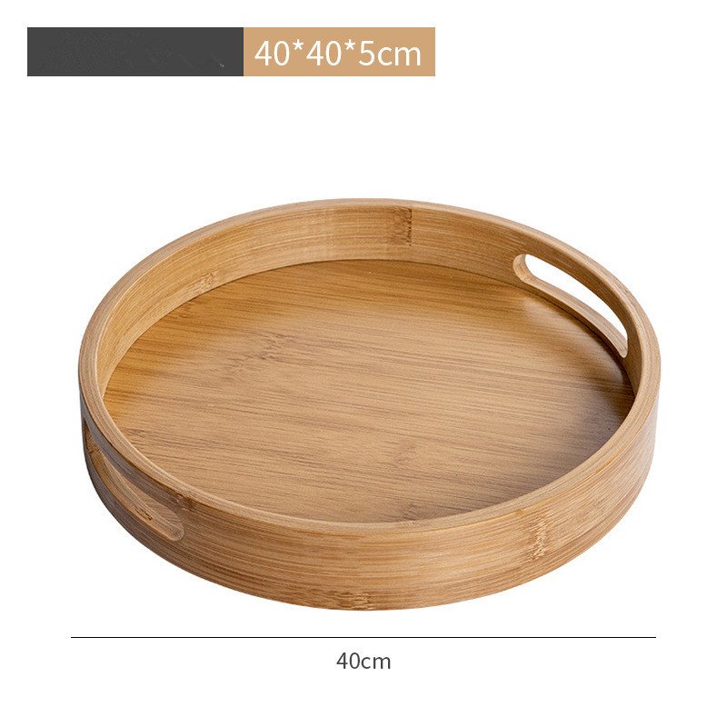 large 10 12 Inch Coffee Table kitchen ottman Circle Decorative Tray round bamboo serving tray with Handles