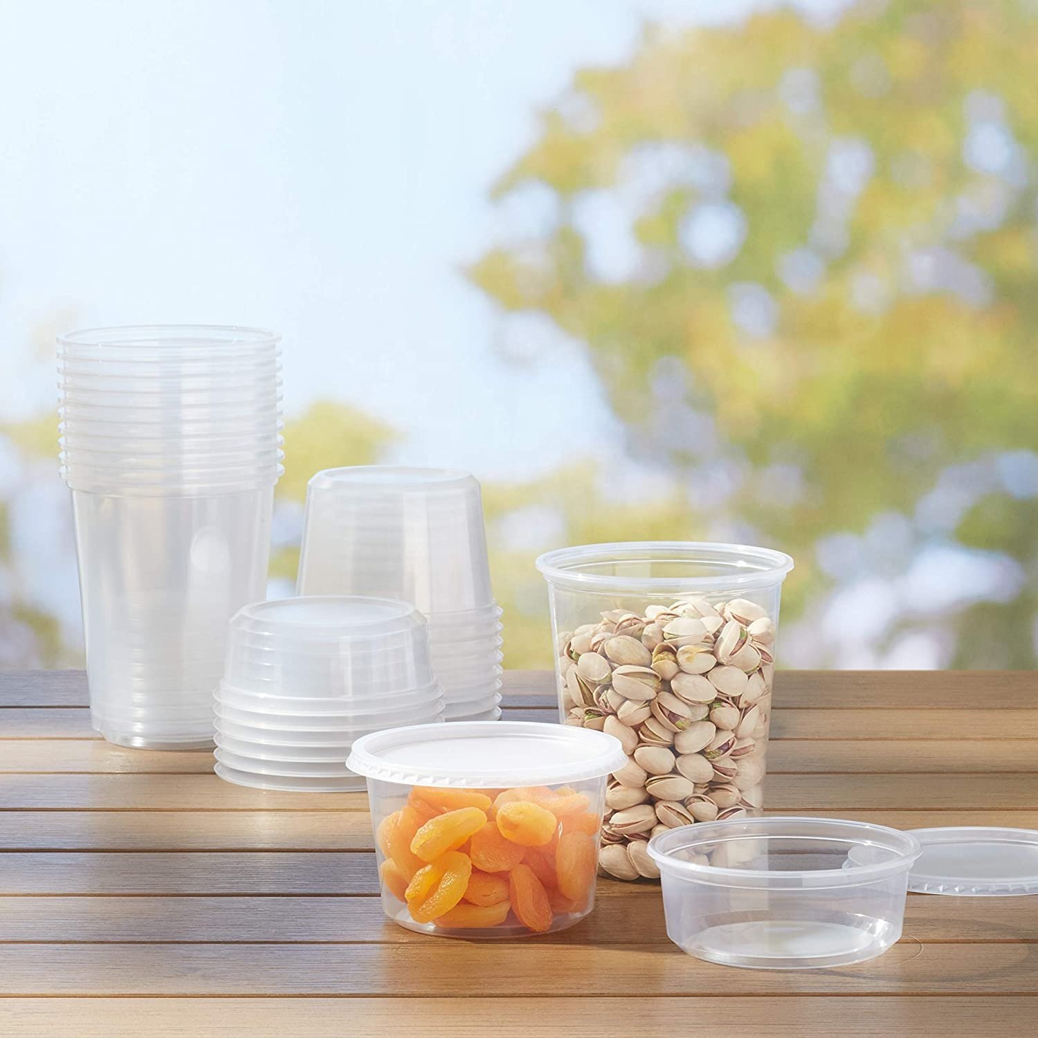 FULING 8/16/32 oz Plastic Deli Food Storage Containers With Leak-Proof Airtight Lids BPA Free Disposable togo Clear Containers