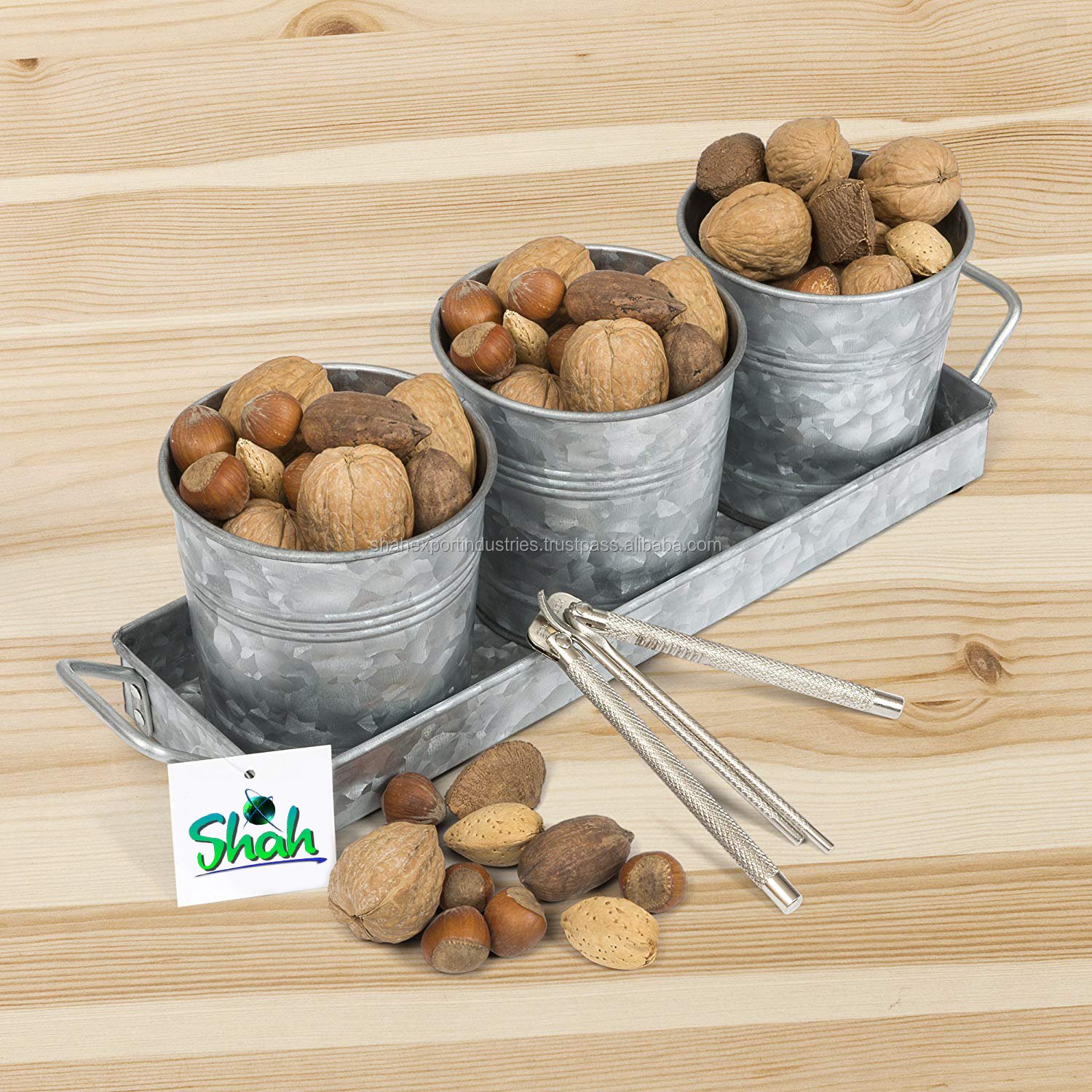 Galvanized Caddy Holder Kitchen Utensil Organizer Bin Holder for Forks Spoons Knives Galvanized Storage Bucket