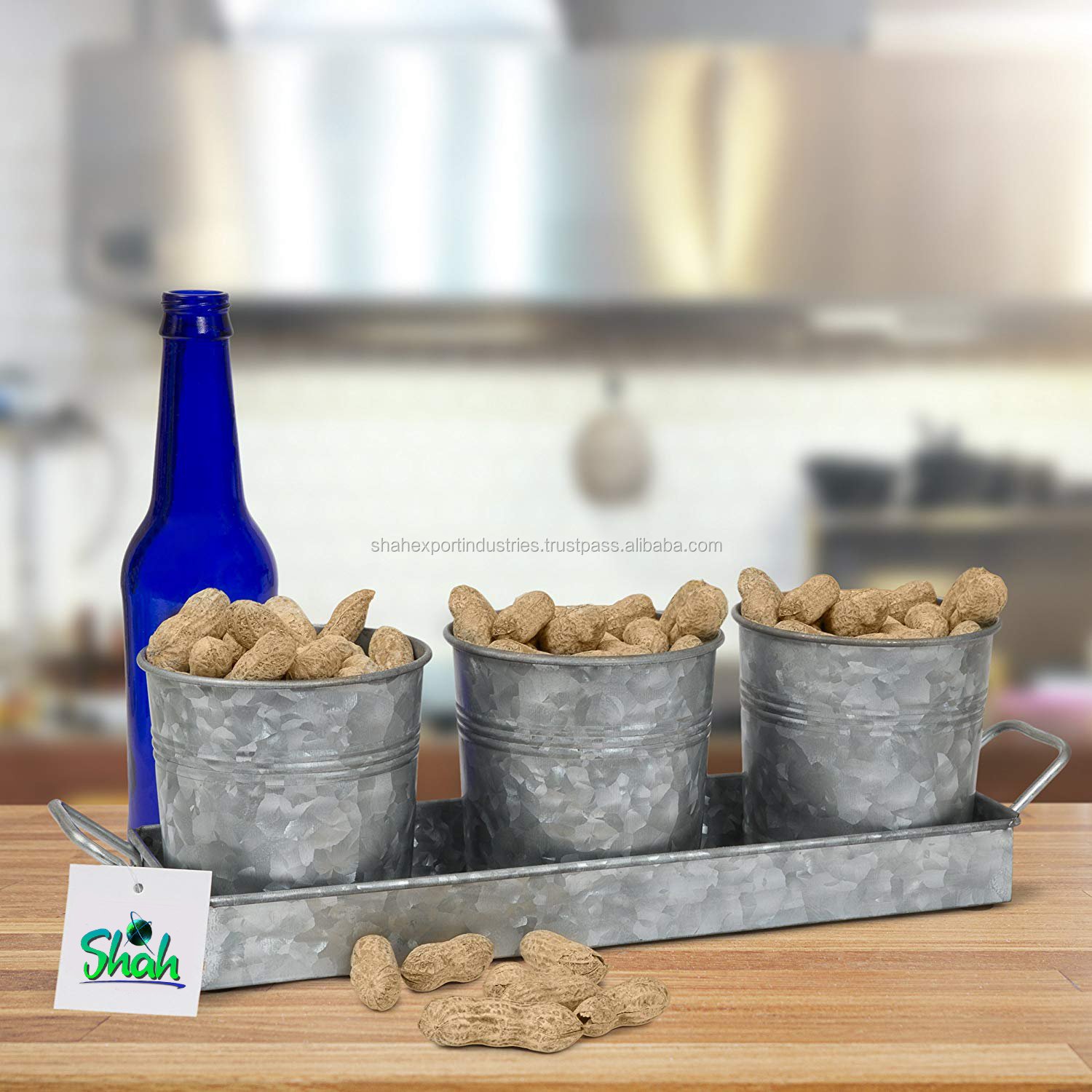 Galvanized Caddy Holder Kitchen Utensil Organizer Bin Holder for Forks Spoons Knives Galvanized Storage Bucket