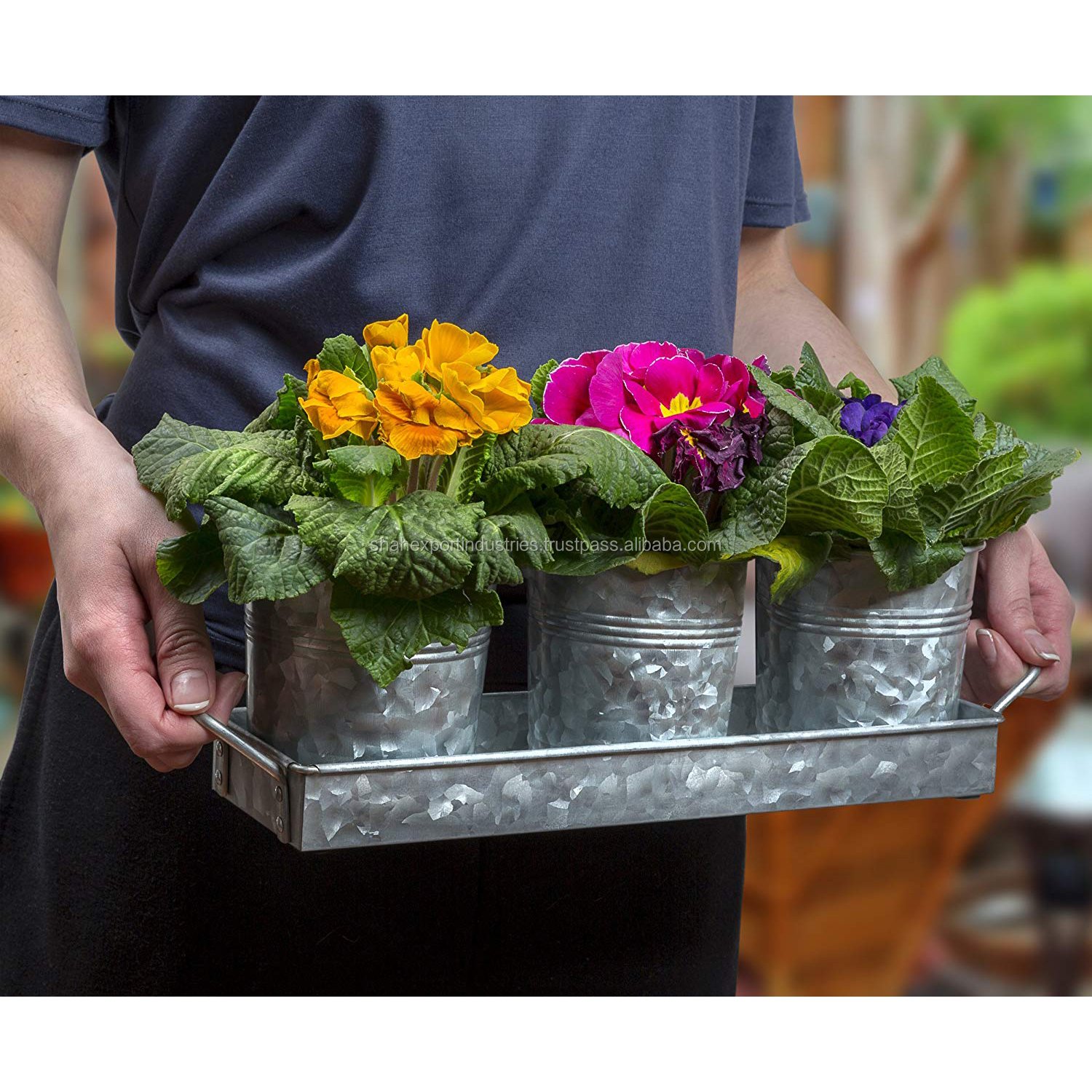 Galvanized Caddy Holder Kitchen Utensil Organizer Bin Holder for Forks Spoons Knives Galvanized Storage Bucket