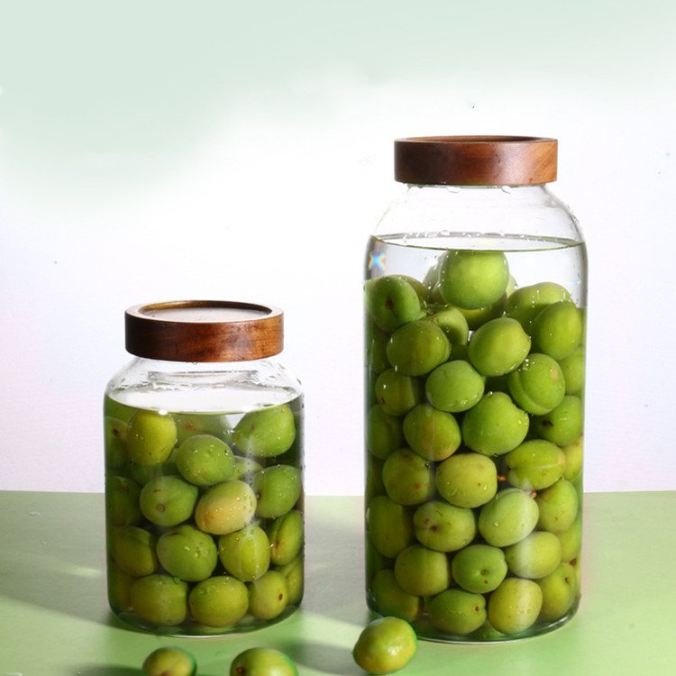 With Acacia Food Storage Jar Wood Screw Lid Wholesale Products Airtight Large Glass Cover Multifunction CLASSIC Presents