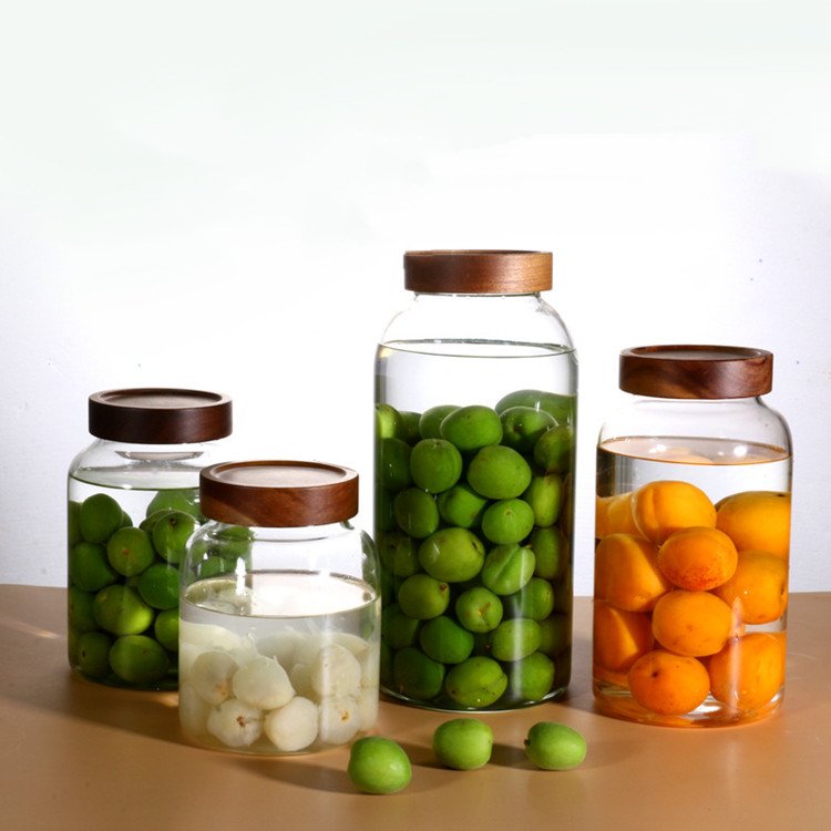 With Acacia Food Storage Jar Wood Screw Lid Wholesale Products Airtight Large Glass Cover Multifunction CLASSIC Presents