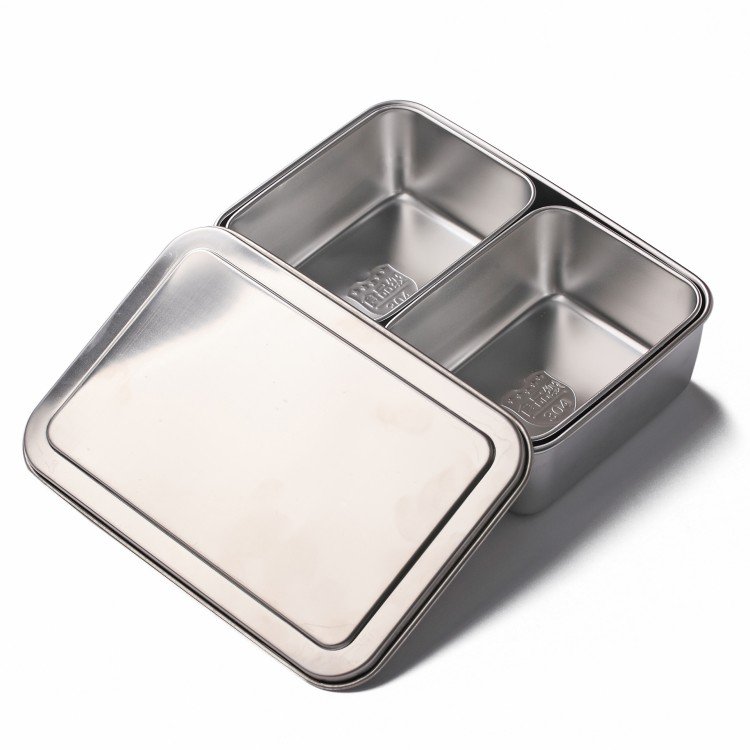 Hot selling stainless steel 304 Japanese style compartment seasoning box with lid spice container Condiment box storage box
