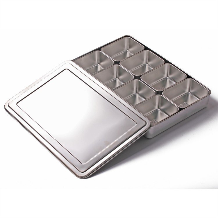 Hot selling stainless steel 304 Japanese style compartment seasoning box with lid spice container Condiment box storage box