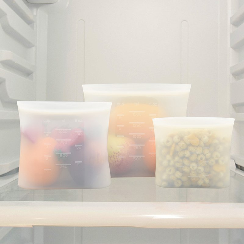 Reusable Silicone Pouch Sous Vide Bags Set Stand-up Food Storage Meal Prep Containers Customized Logo American Style