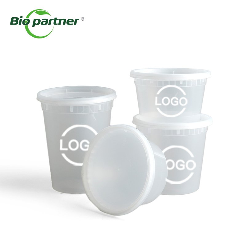 Takeaway Plastic Round Noodle Container Disposable Plastic Microwavable Food Storage Soup To Go Home Deli Container